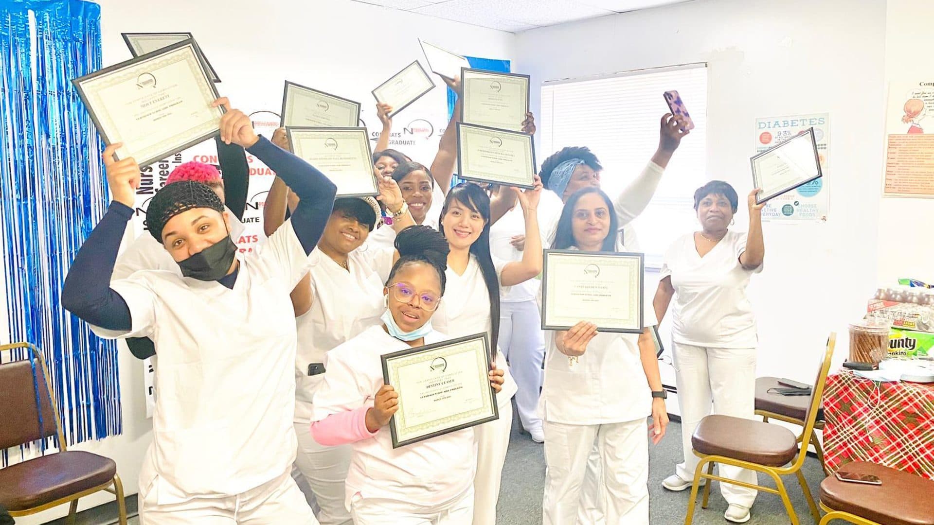 nCareerTek graduates celebrating with their healthcare certifications
